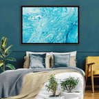Cerulean Marbled Waves Wall Art
