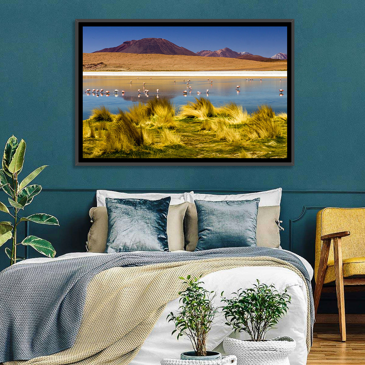 Flamingos on Salt Lake Wall Art