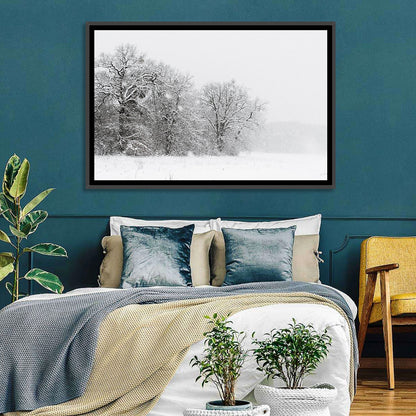 Snow-covered Trees in Fog Wall Art