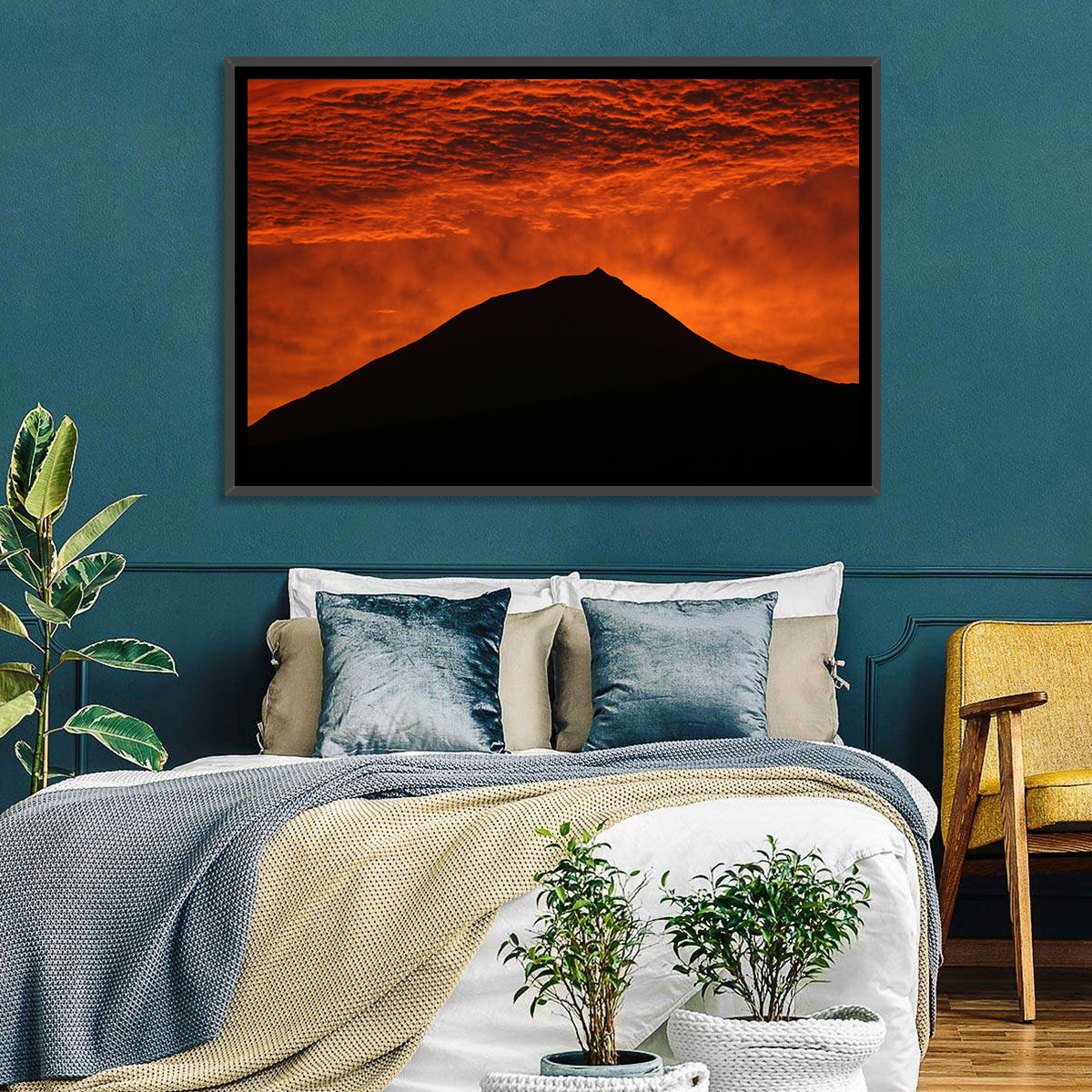 Pico Island Volcano Silhouette at Sunset Wall Art