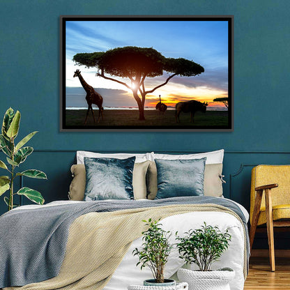 Savanna Silhouettes at Golden Hour Wall Art