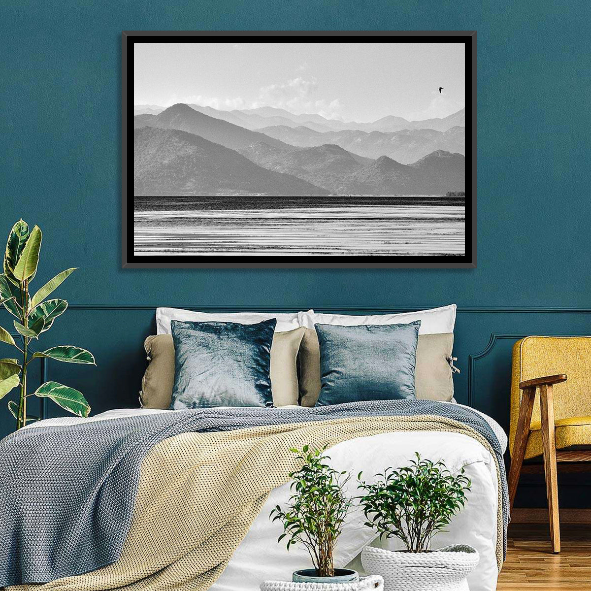 Skadar Lake Monochrome Landscape Wall Art