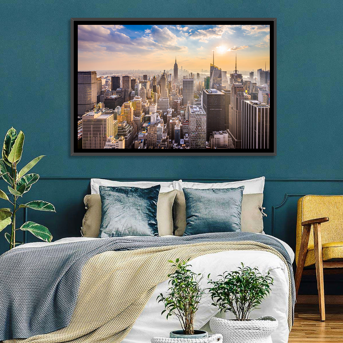 New York City Skyline at Golden Hour Wall Art