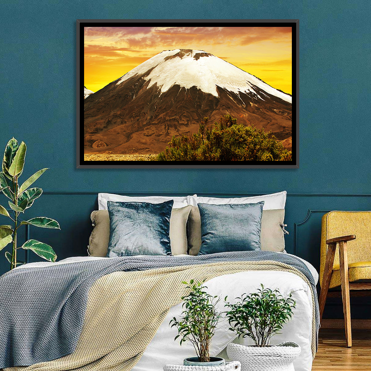 Parinacota Volcano Wall Art in a room, landscape