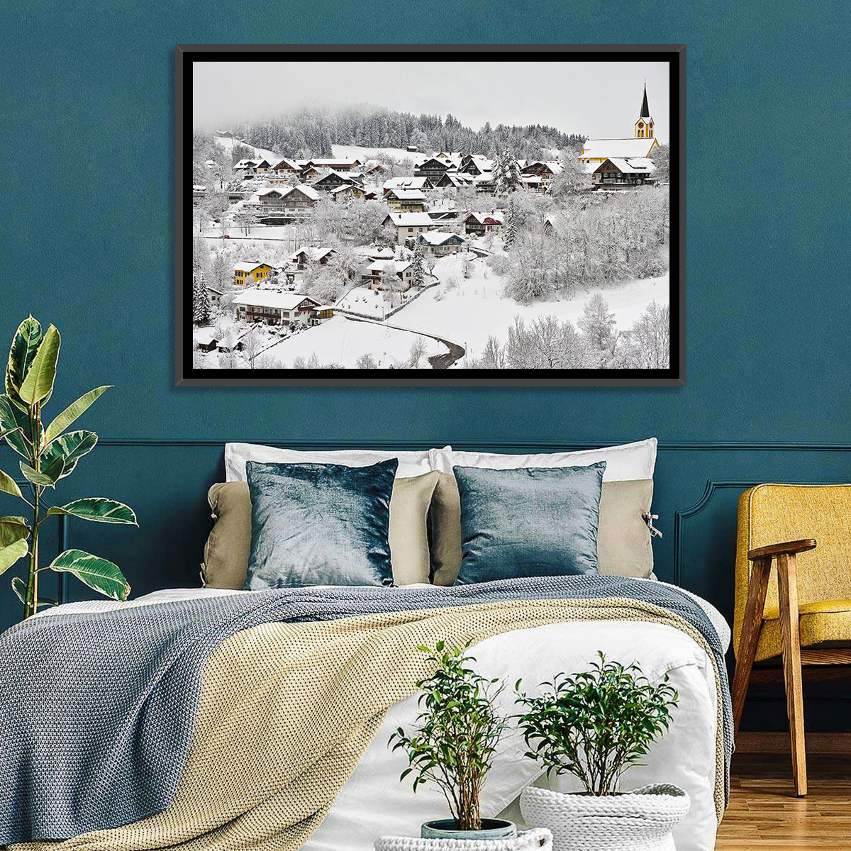 Oberstaufen Winter Village Wall Art