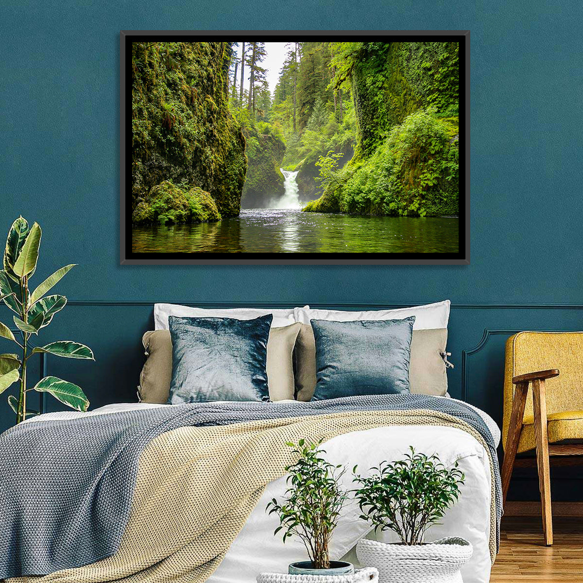 Punch Bowl Falls, Cascade Locks Wall Art in a room, landscape
