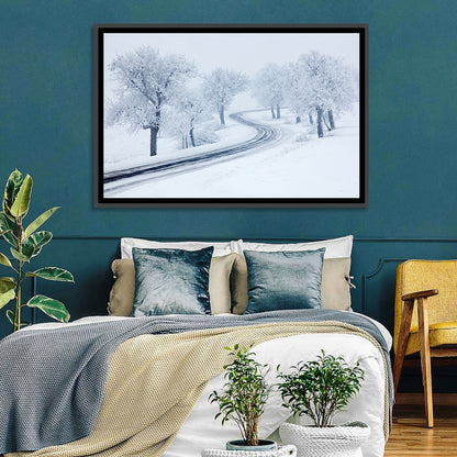 Misty Winter S-curve Road Wall Art