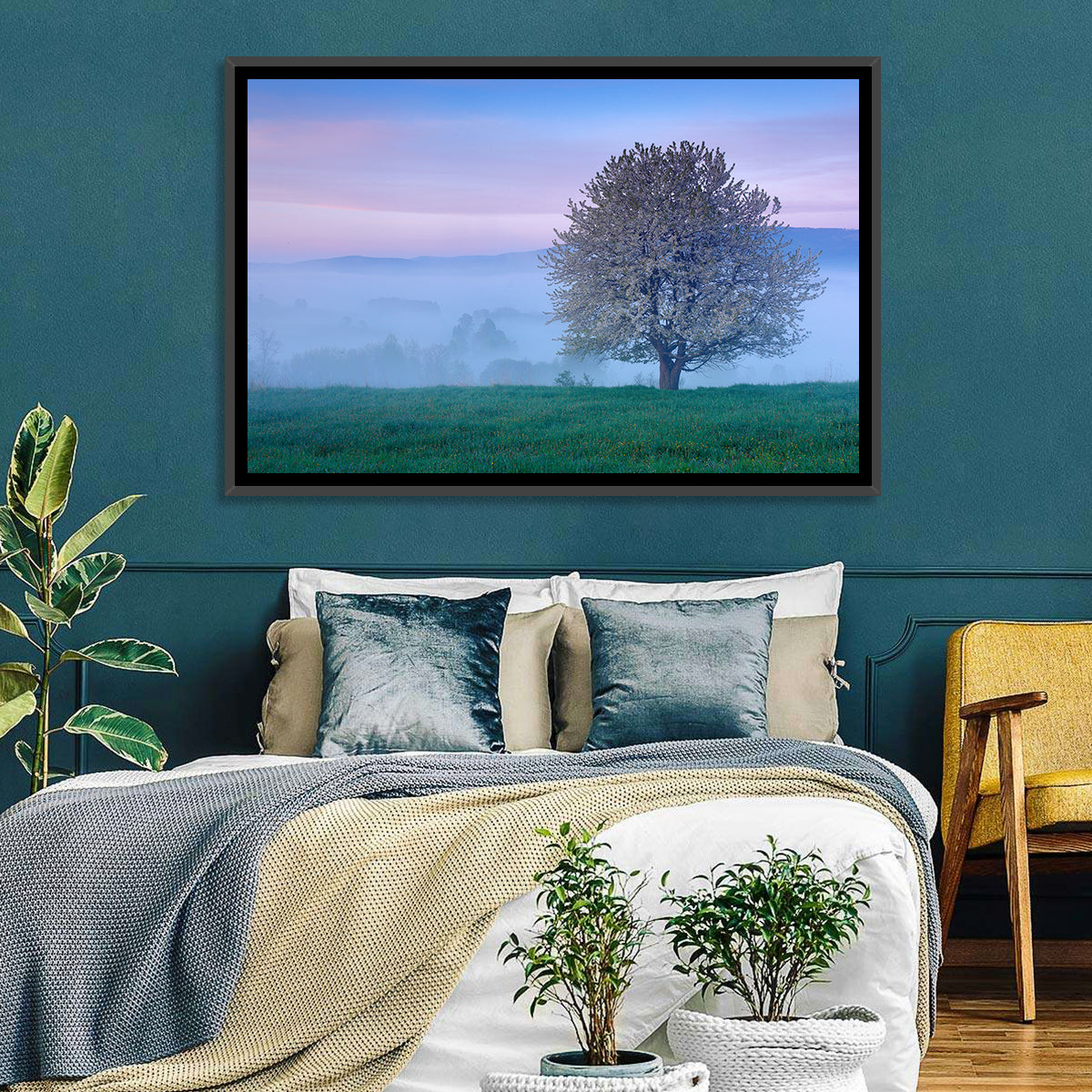 Misty Sumava Mountain Tree Wall Art