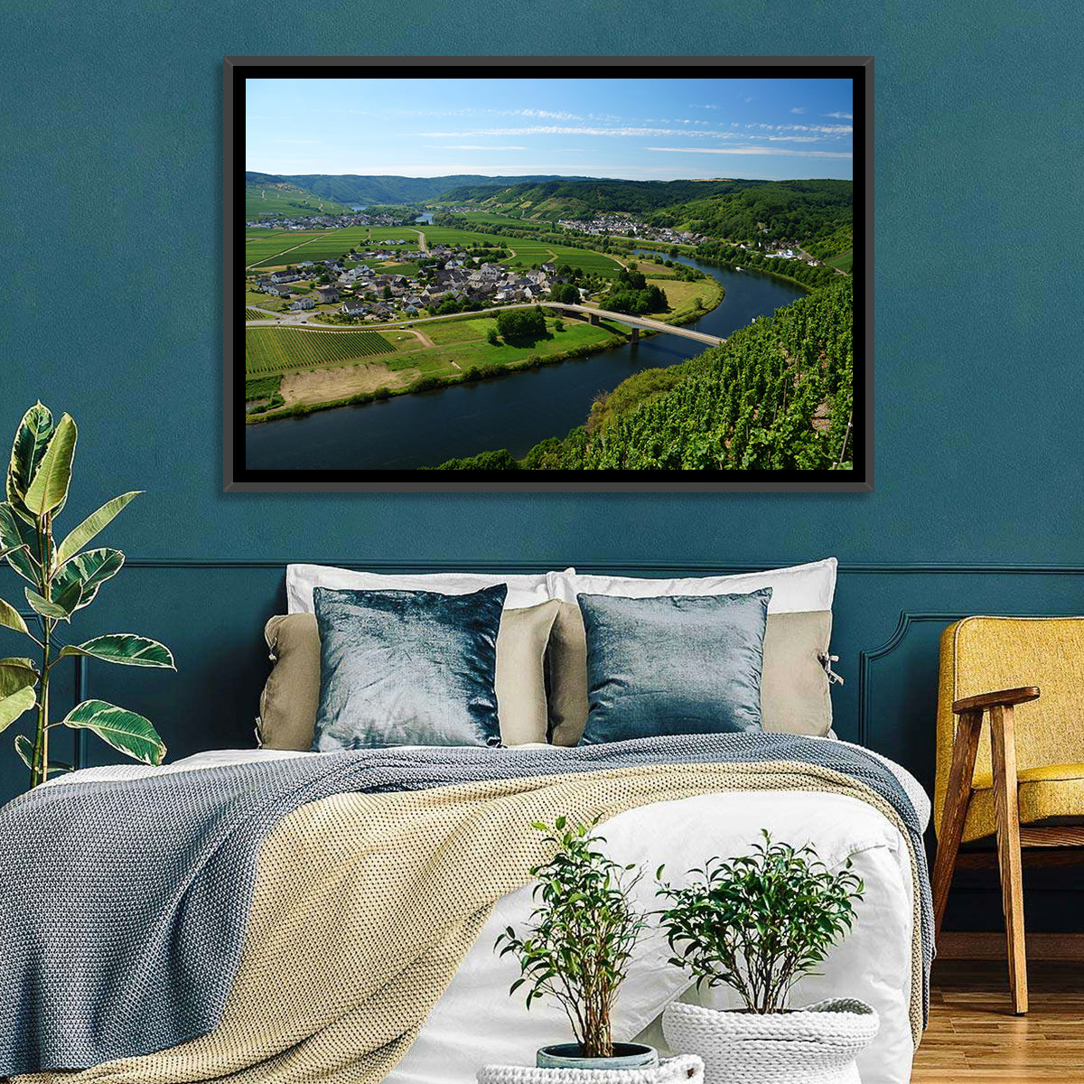 Piesport Moselle River View Wall Art in a room, landscape