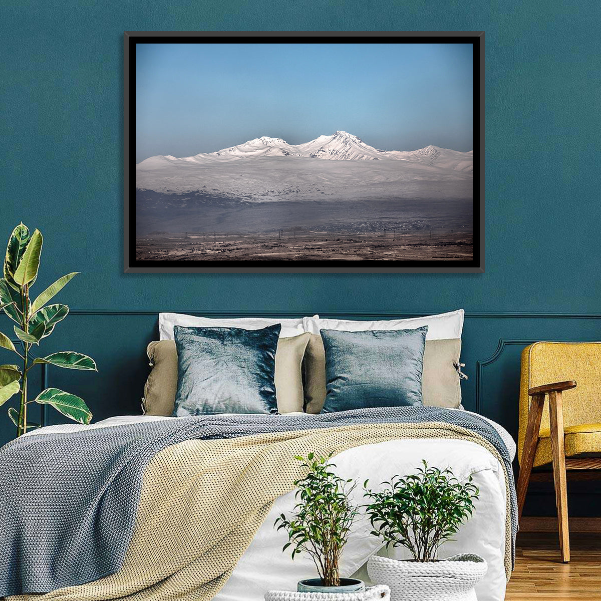 Mount Aragats Winter Landscape Wall Art in a room, landscape