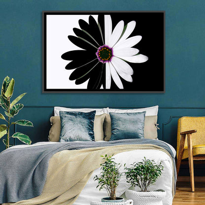 Black and White Daisy with Purple Ring Wall Art