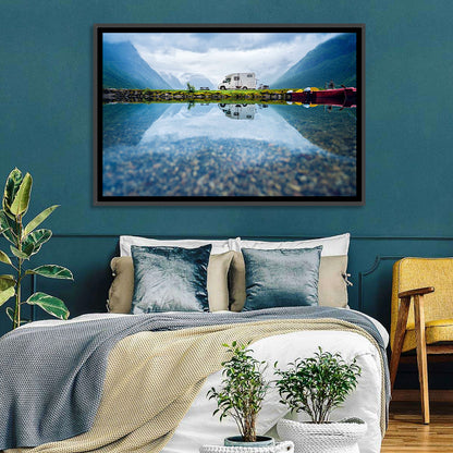 Motorhome by Mountain Lake Wall Art