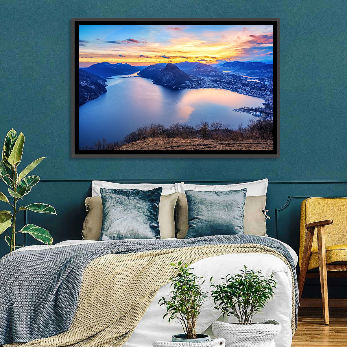 Sunset Over Lake Lugano Wall Art