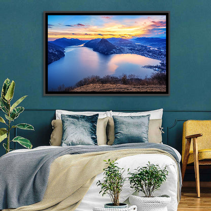 Sunset Over Lake Lugano Wall Art