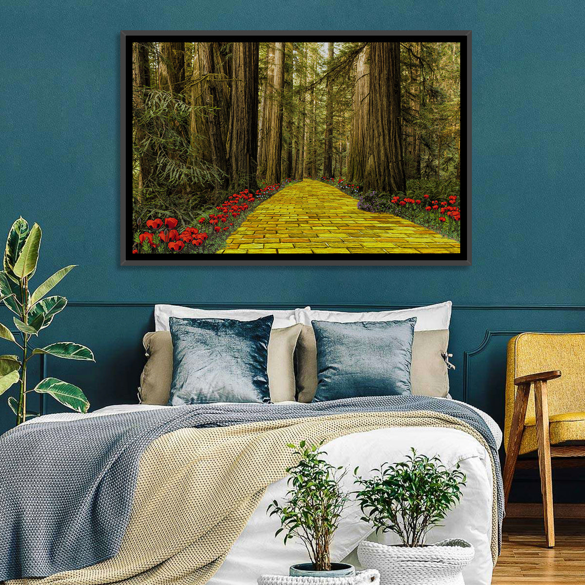 Yellow Brick Path Through Redwoods Wall Art