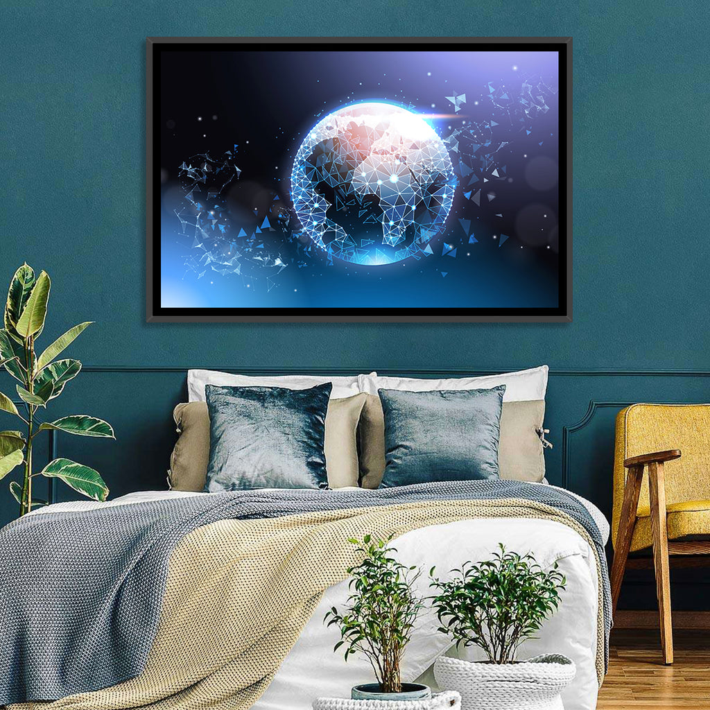 Wireframe Globe Network Wall Art