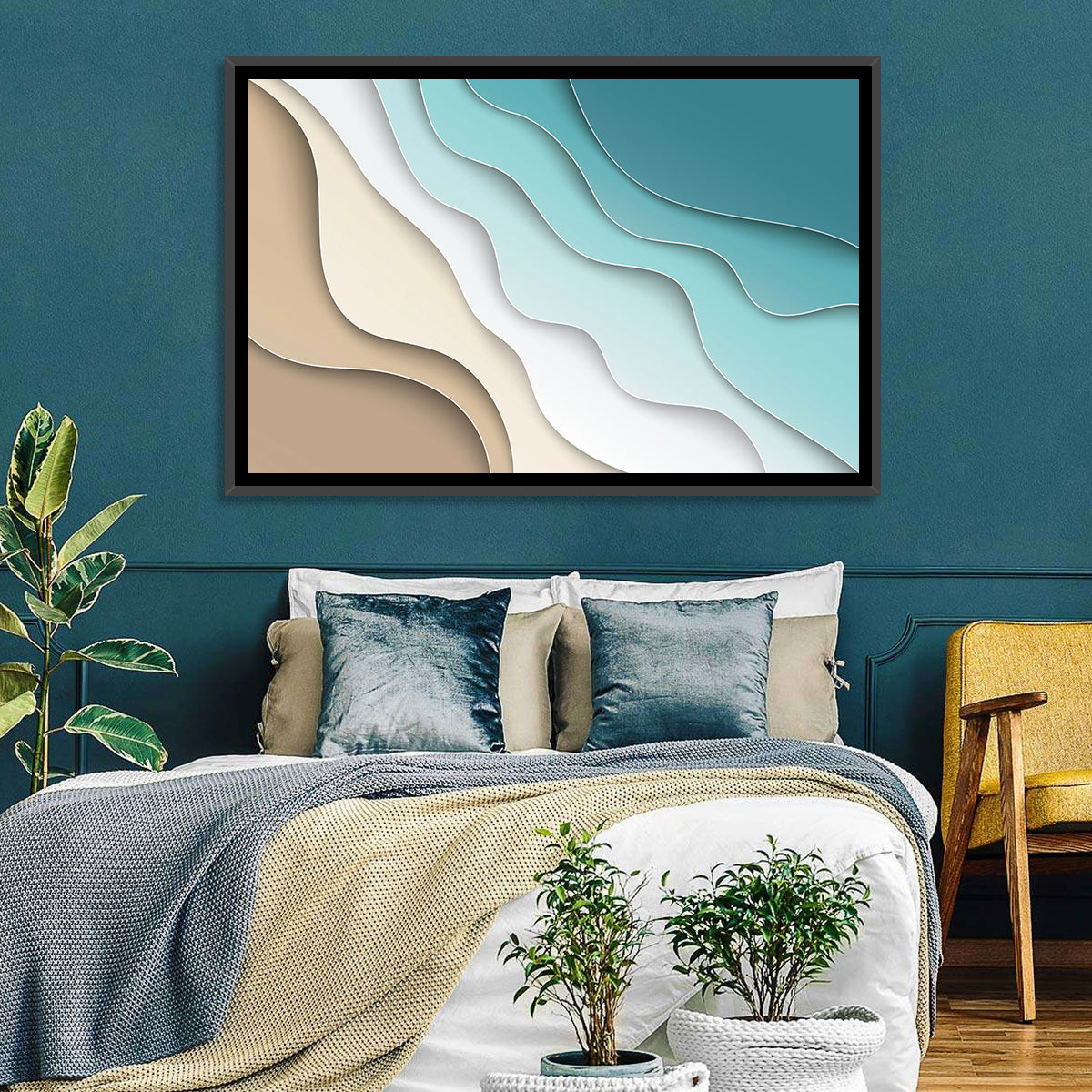 Aerial Beach Layers Wall Art in a room, landscape