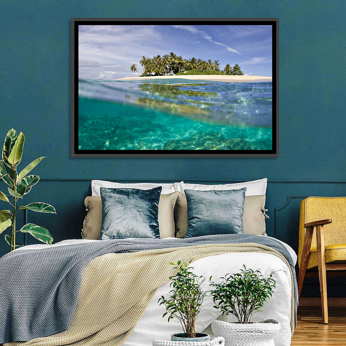 Island Paradise Wall Art in a room, landscape