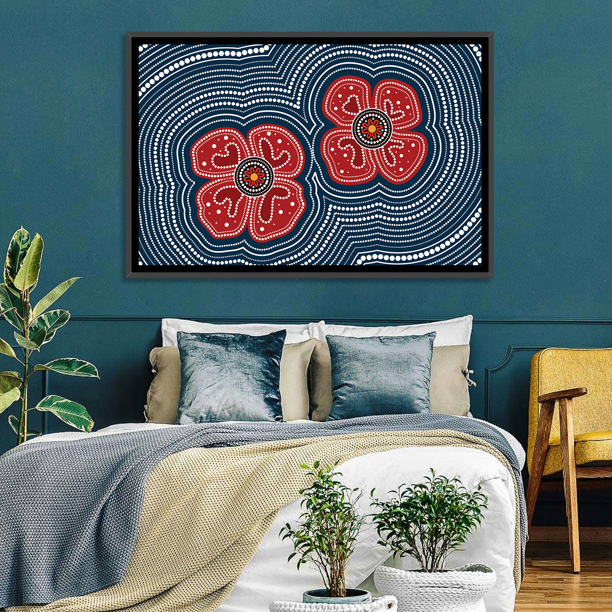Aboriginal Poppy Duo Wall Art