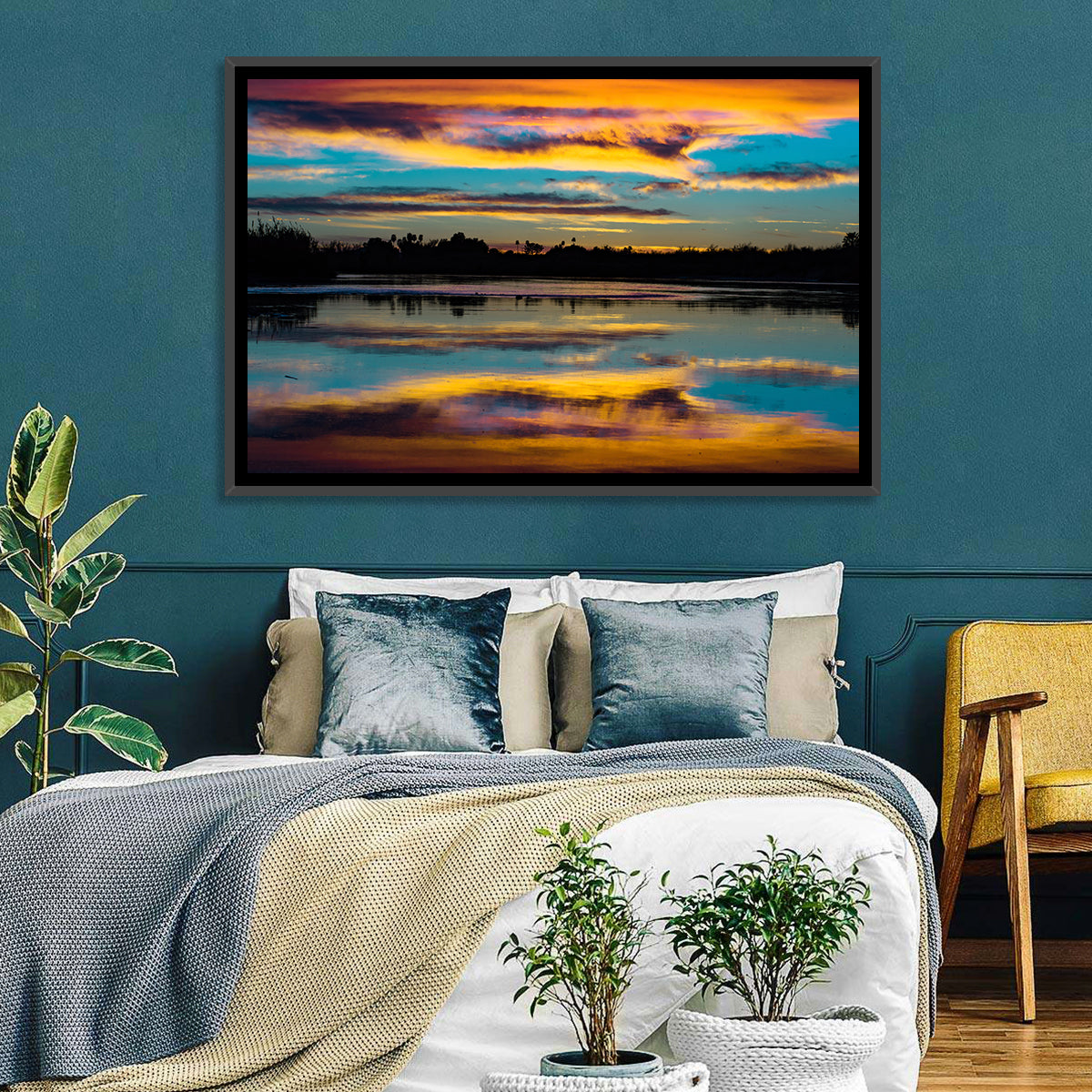 Colorado River Dusk Reflection Wall Art in a room, landscape