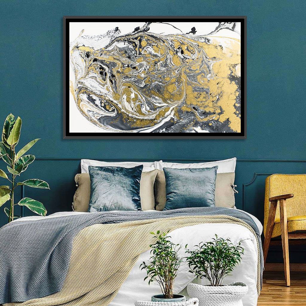 Metallic Gold Marbled Abstract Wall Art