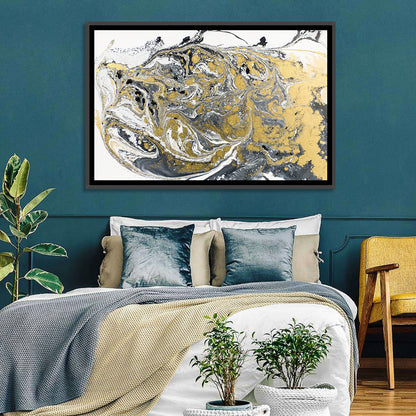 Metallic Gold Marbled Abstract Wall Art