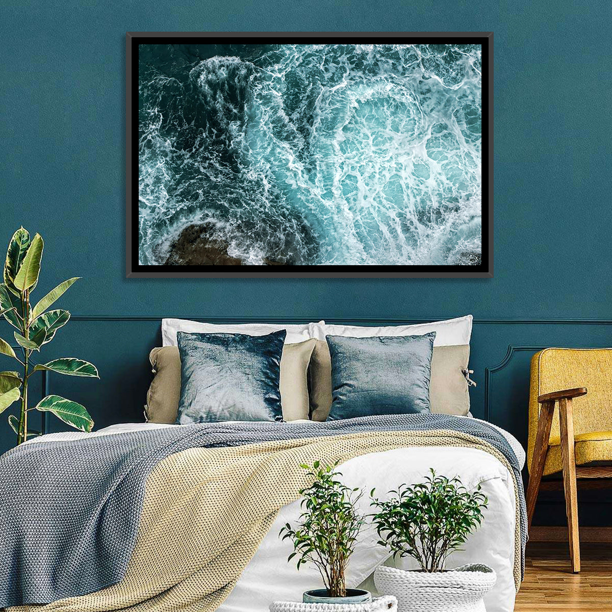 Aerial Ocean Waves with Sea Foam Wall Art