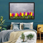 Row of Multicolored Tulips Wall Art