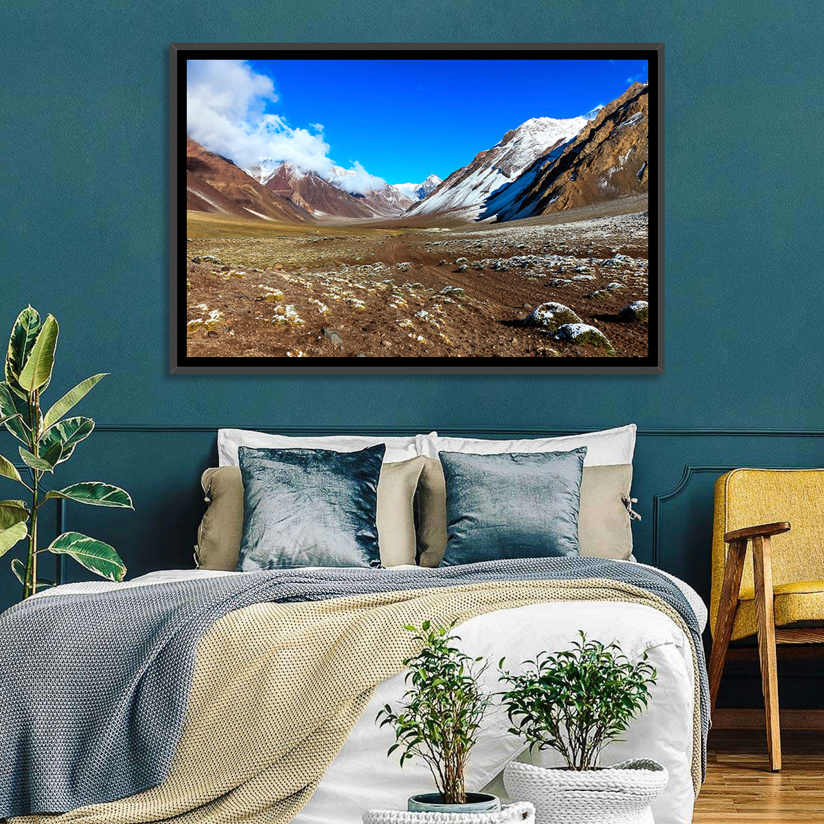 Mount Aconcagua Valley View Wall Art in a room, landscape
