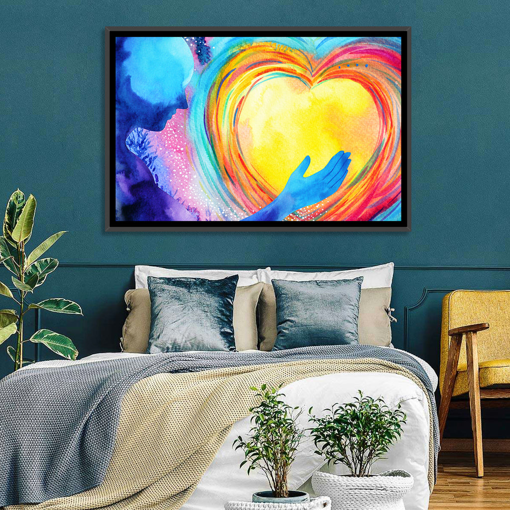 Blue Silhouette with Radiant Heart Wall Art