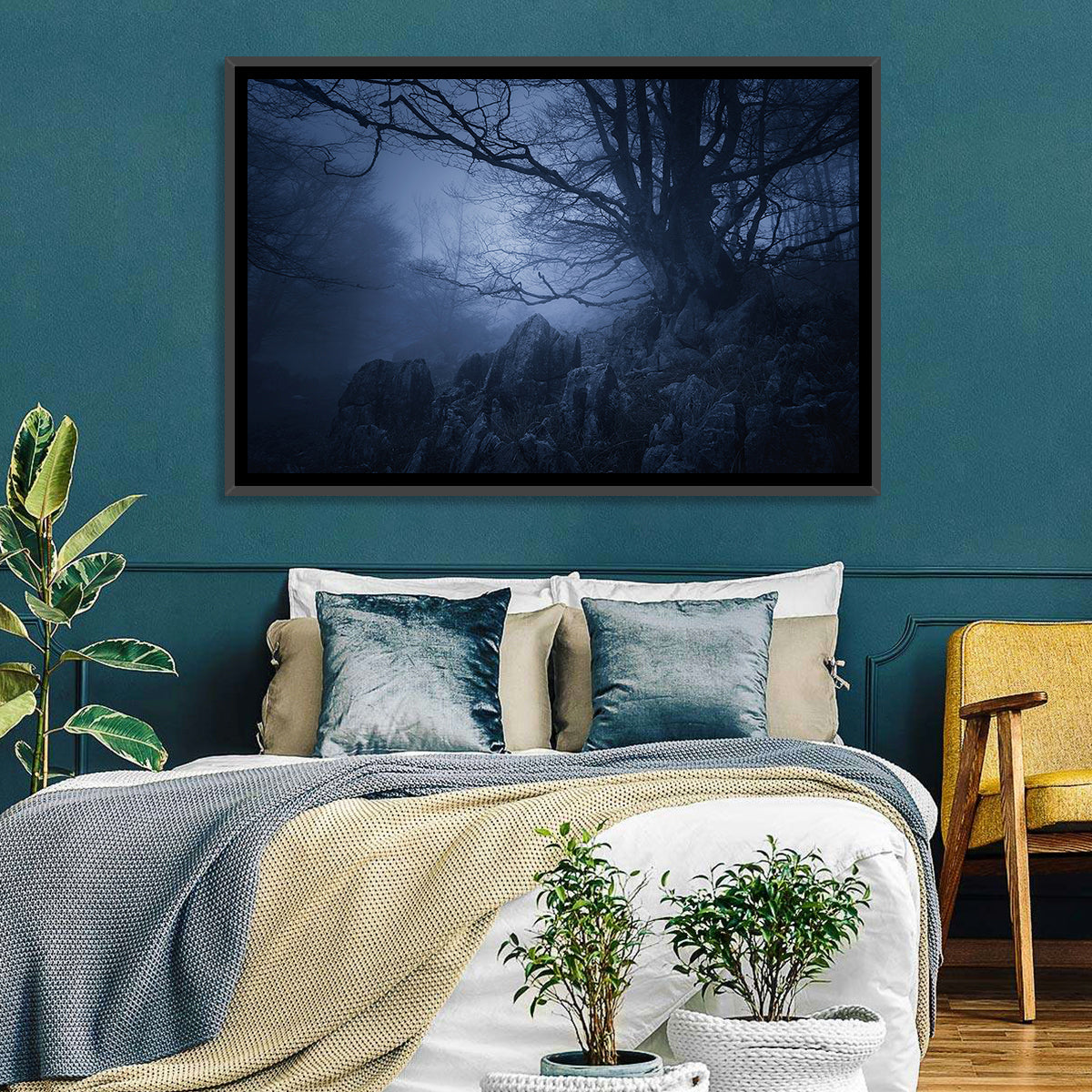 Gnarled Tree at Twilight Wall Art in a room, landscape