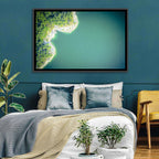 L-shaped Coastline Over Teal Lake Wall Art