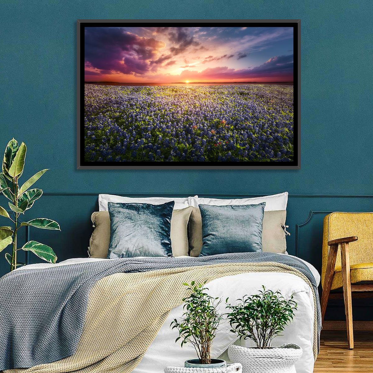 Texas Bluebonnet Sunset Wall Art