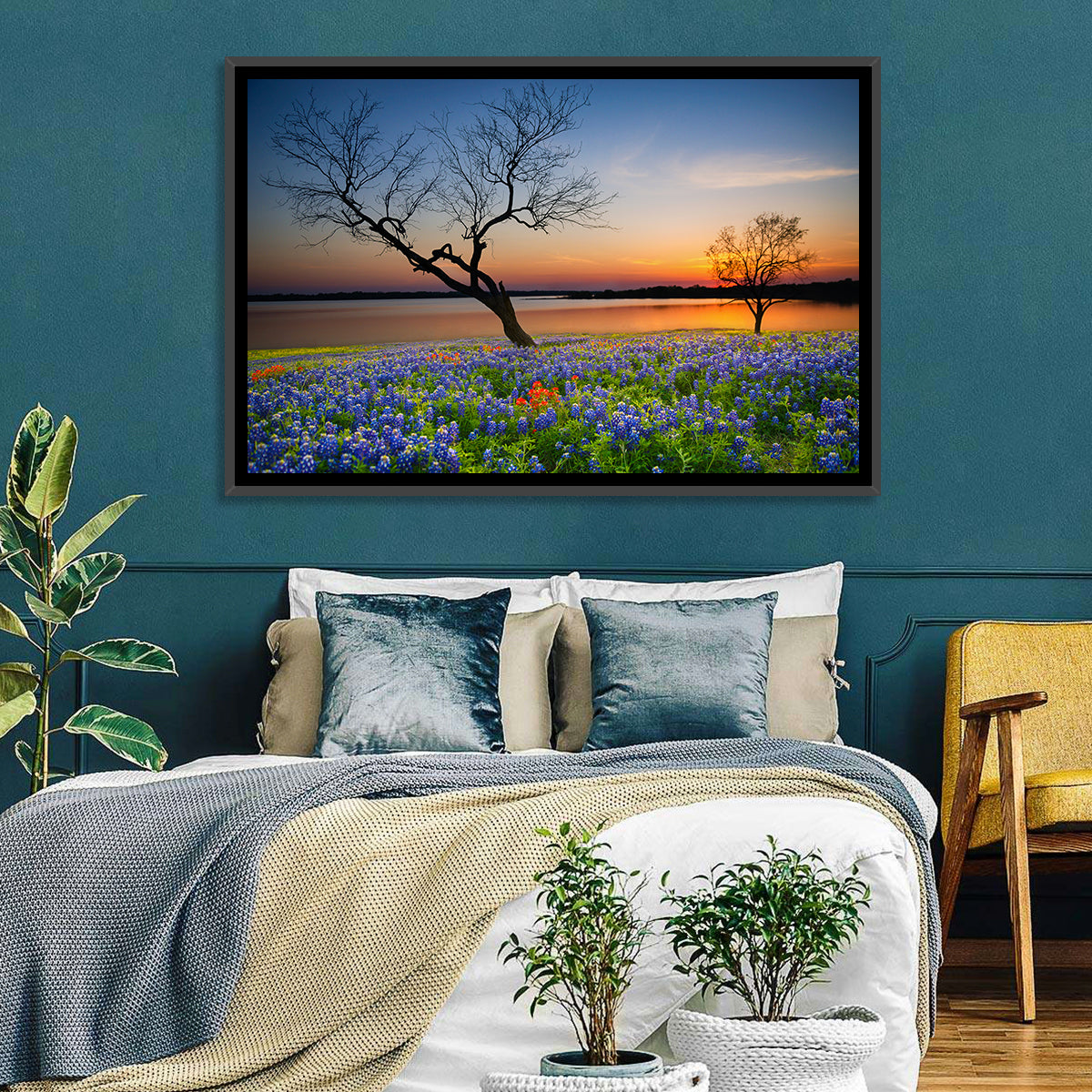 Texas Bluebonnet Sunset Wall Art