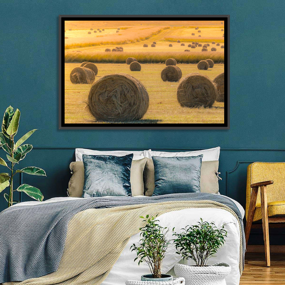 Hay Bales at Golden Hour Wall Art