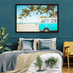 Vintage Vw Bus on Tropical Beach Wall Art