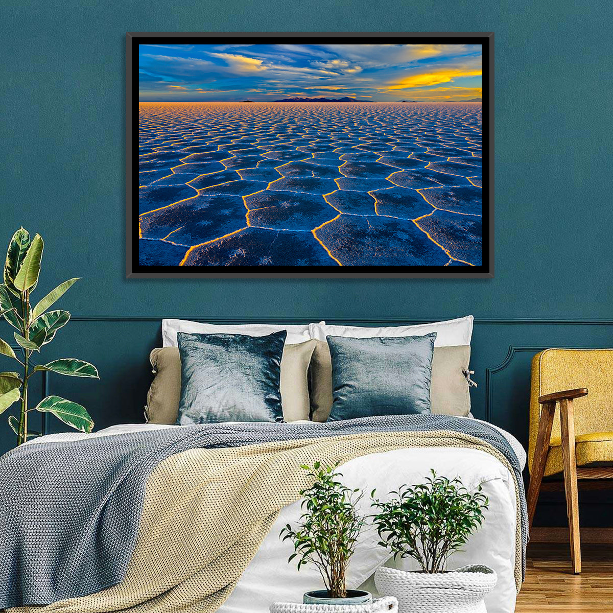 Salar De Uyuni Salt Flats at Sunset Wall Art
