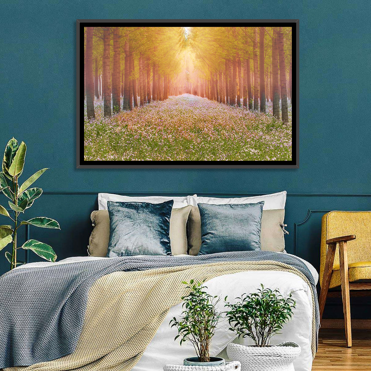 Golden Morning Forest Path Wall Art