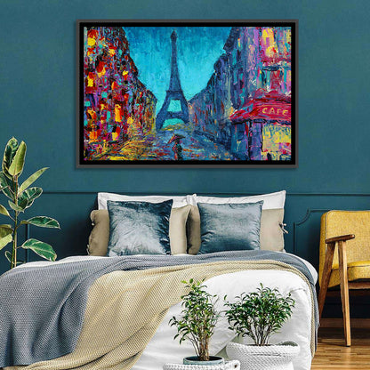 Rainy Paris Street with Eiffel Tower Wall Art