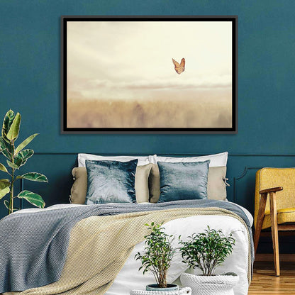 Monarch Over Beige Field Wall Art