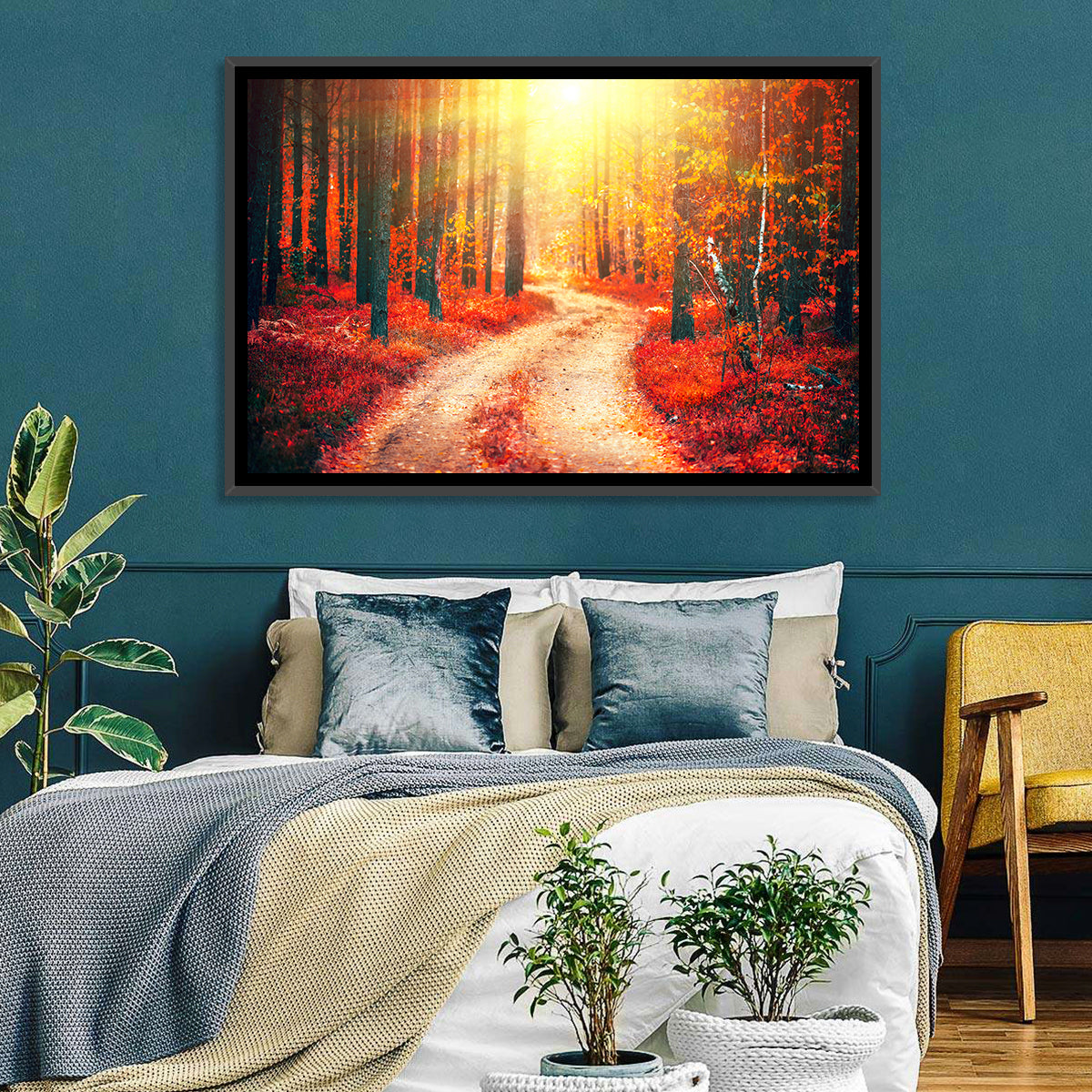 Golden Path Through Autumn Woods Wall Art