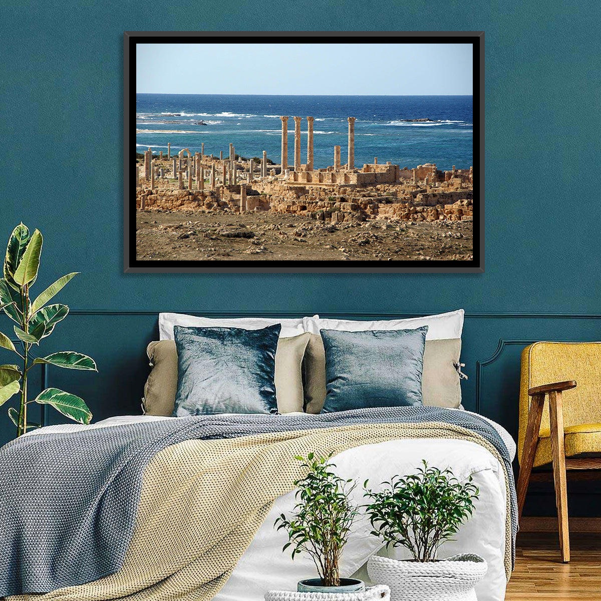 Leptis Magna Coastal Ruins Wall Art in a room, landscape