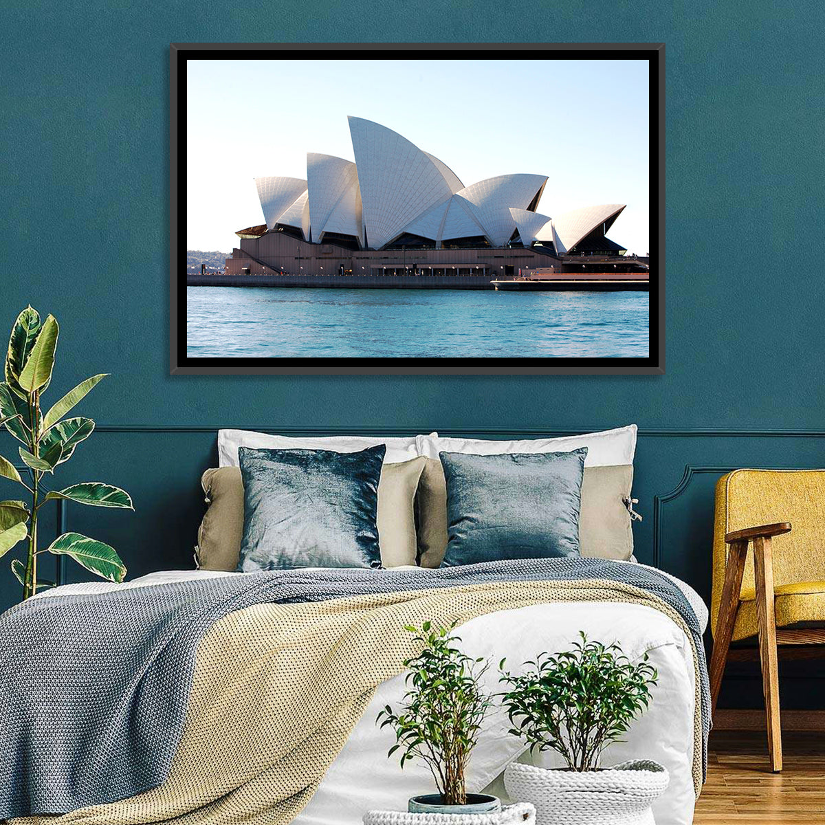 Sydney Opera House Harbor View Wall Art in a room, landscape