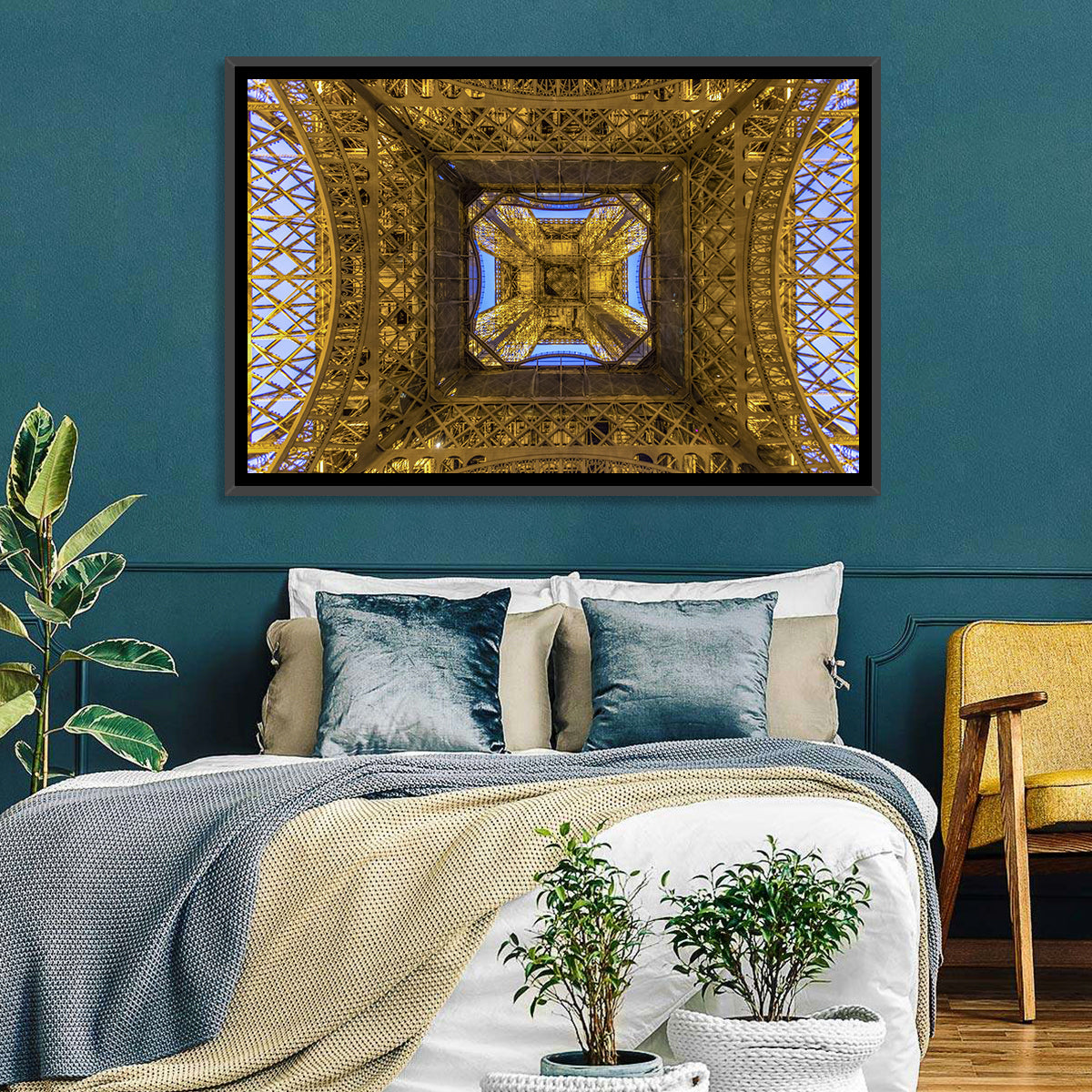 Eiffel Tower Lattice at Dusk Wall Art