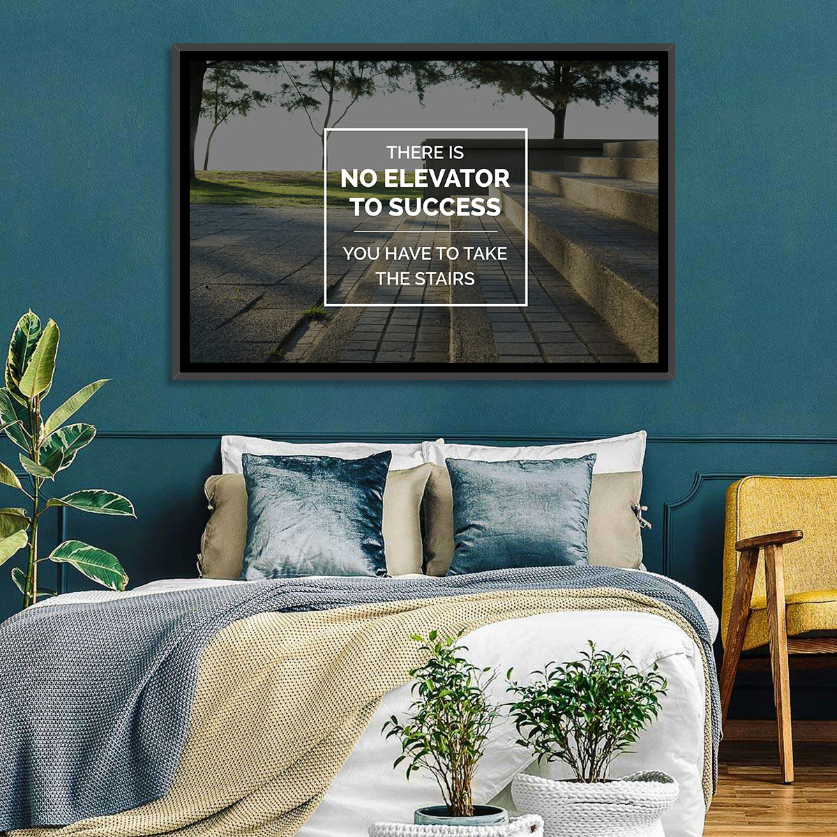 There Is No Elevator to Success Wall Art in a room, landscape
