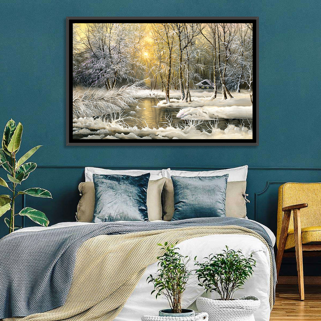 Sunlit Winter Cabin Wall Art