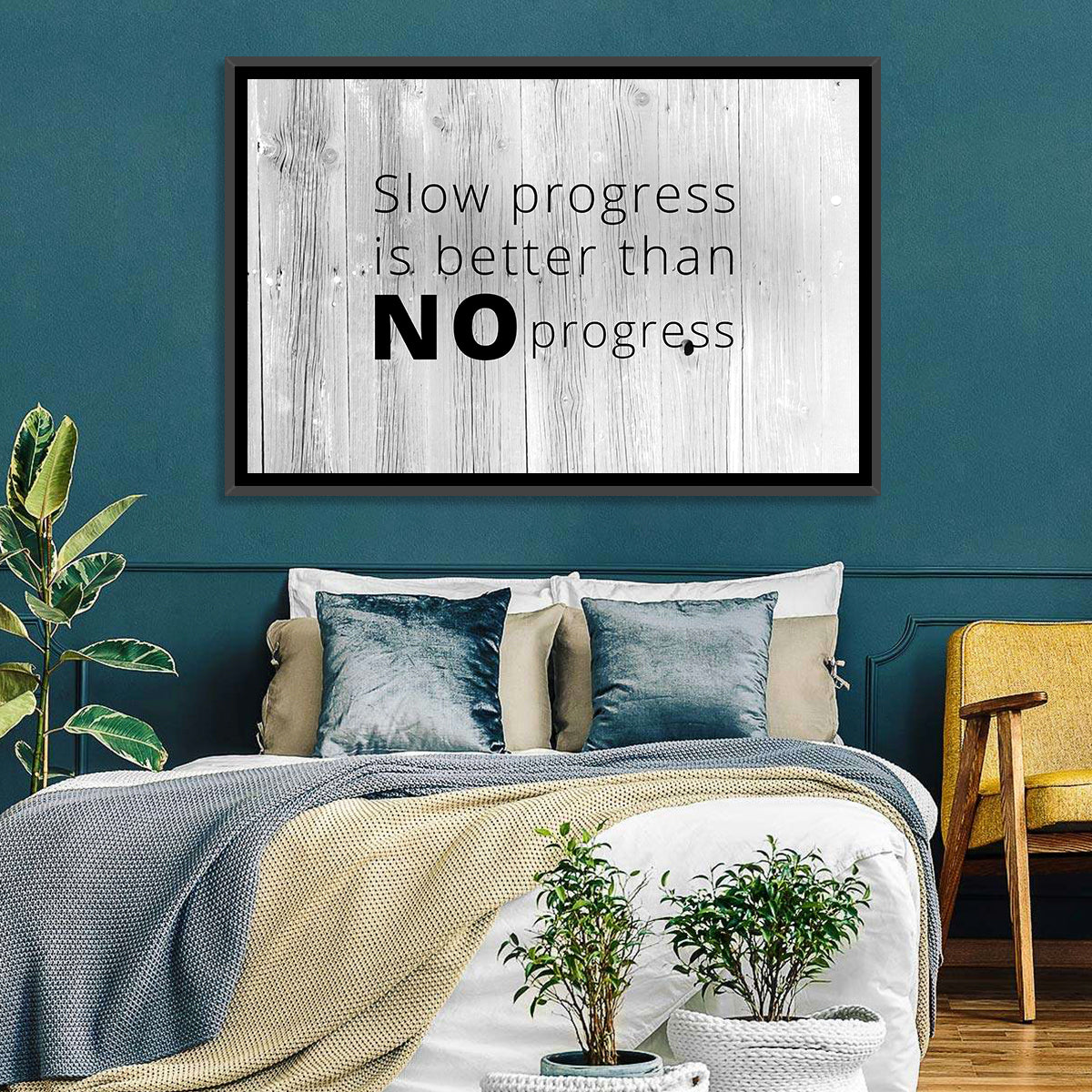 Slow Progress Better Than No Progress, Rustic Gray Wall Art