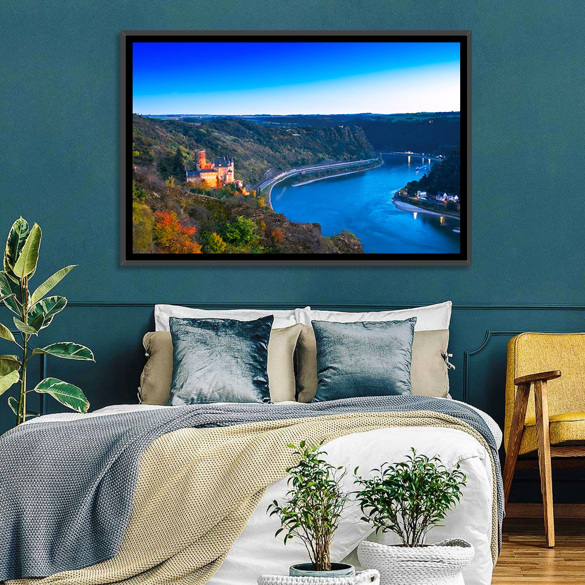 Rhine Valley at Dusk Wall Art in a room, landscape