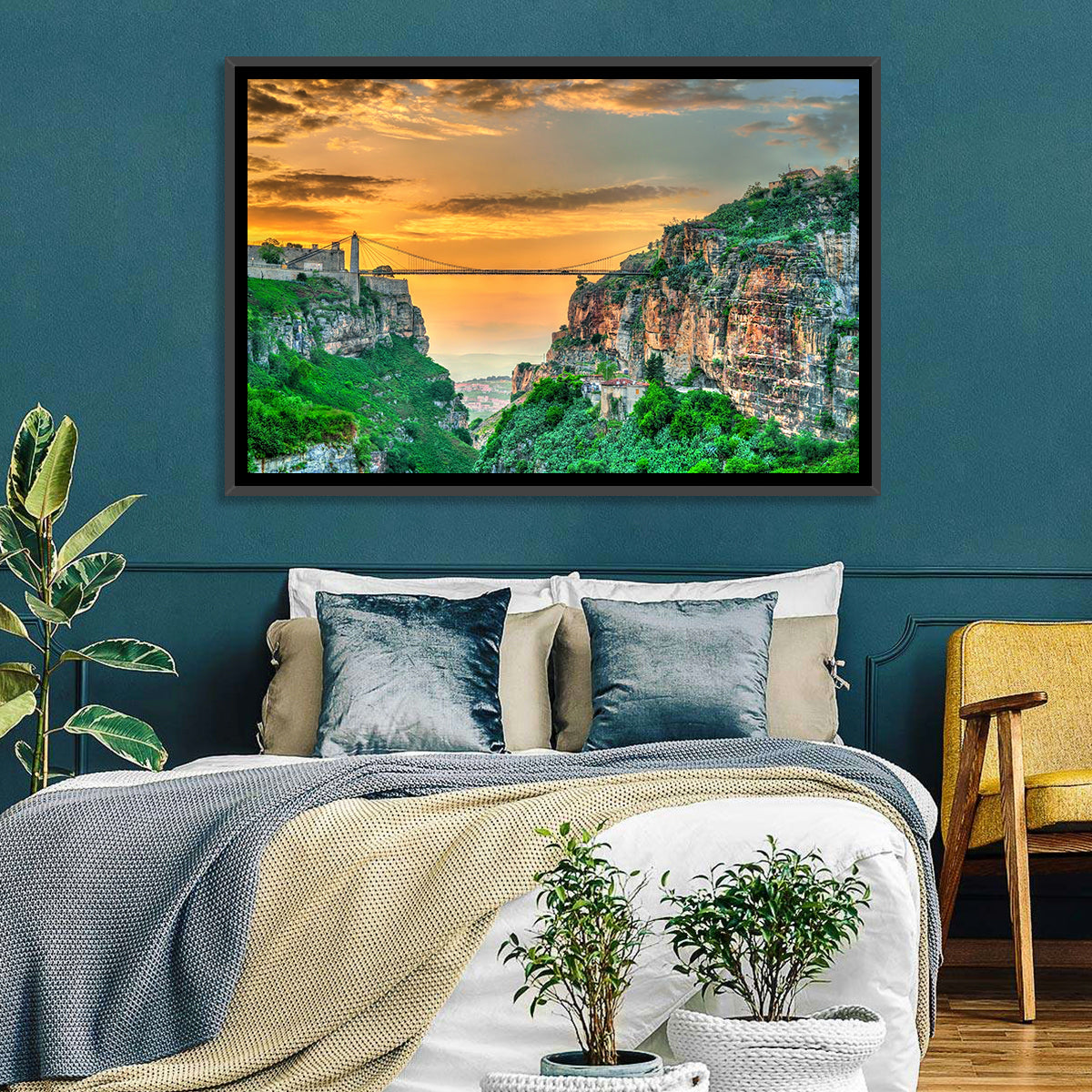 Sidi M'cid Bridge Over Constantine Canyon Wall Art in a room, landscape