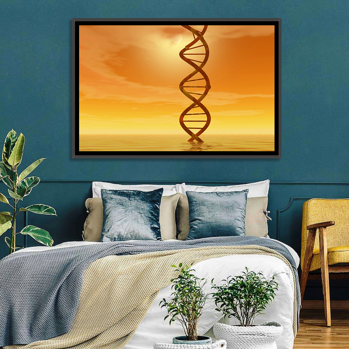 Dna Helix at Sunset Wall Art in a room, landscape